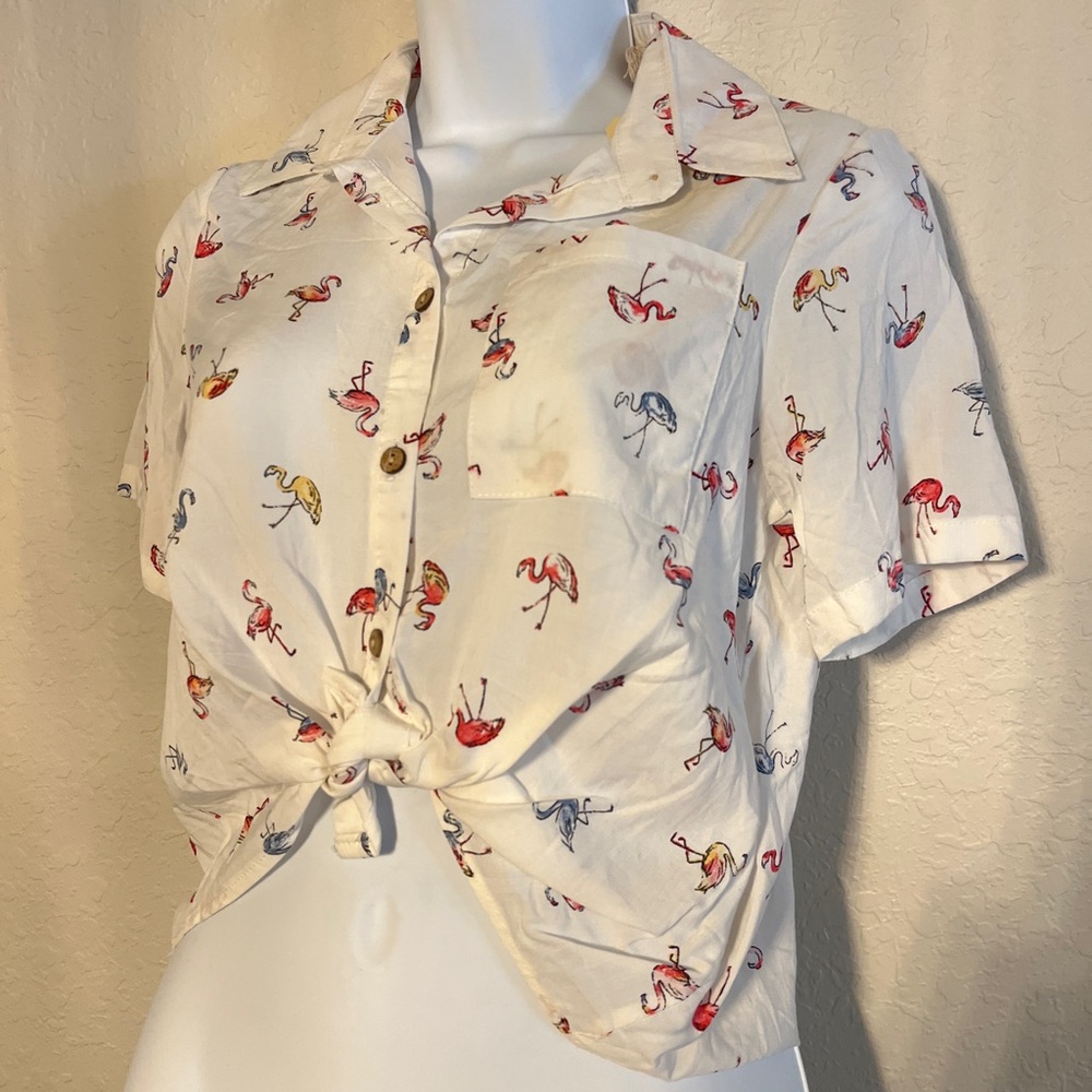 White Button Up Crop Top